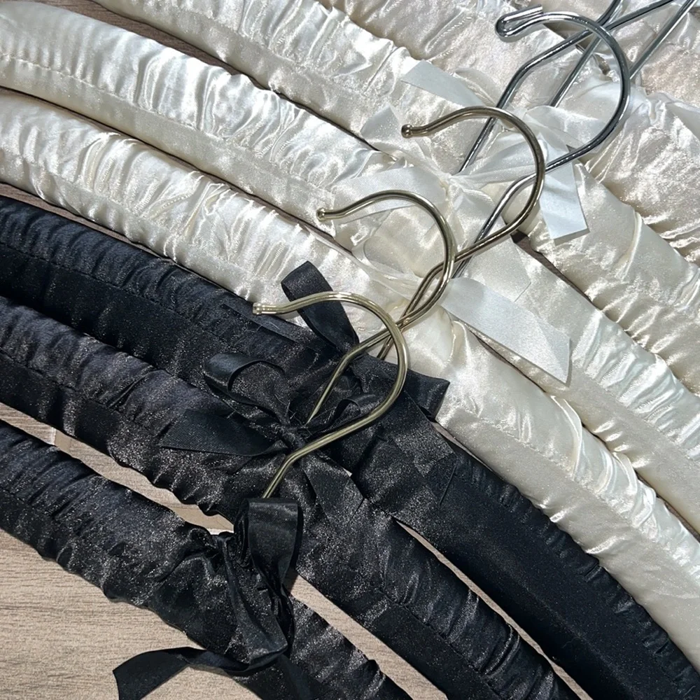 Homegoods White and Black Satin Hangers pack of 8